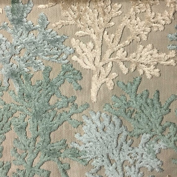Upholstery Fabric Reef Laguna Coral Pattern Cut Velvet Etsy