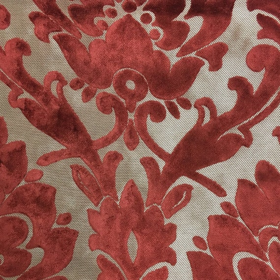 Nottingham - Burnout Velvet Damask Upholstery, Drapery & Pillow Fabric by the Yard  - Top Fabric