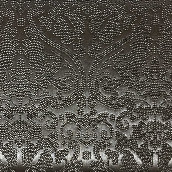 Vinyl Upholstery Fabric - Lyon - Pewter - Damask Designer Pattern Vinyl Fabric Home Upholstery Fabric by the Yard - Available in 8 Colors