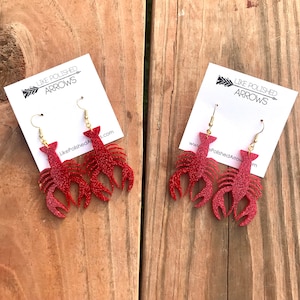 Glitter Resin Crawfish Earrings