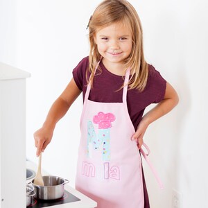Girls Pink Personalized Apron, Personalized Kids Apron. Chef Hat and Apron Set, Toddler apron, Apron for Kids, Custom Kids Apron