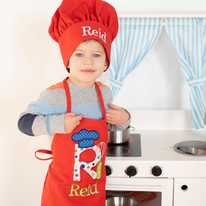 Boys Personalized Kids Apron, Boys apron & chef hat set, Boys Chef Apron, Aprons for Kids, Kids Custom Aprons