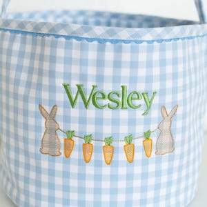 Personalized Easter Basket! Embroidered Gingham Easter Basket, Boys Easter Basket, First Easter Basket, Egg Hunt Bag, Kids Easter Gift