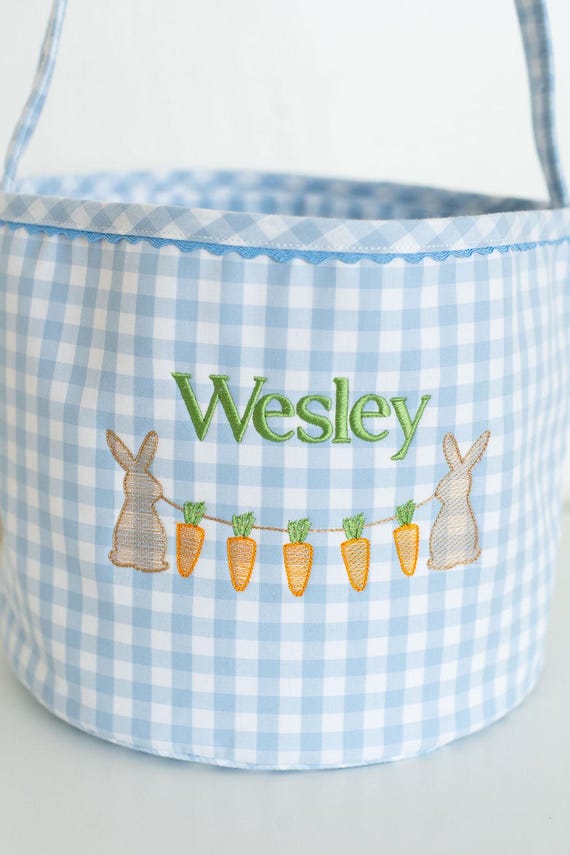 Personalized Easter Basket! Embroidered Gingham Easter Basket, Boys Easter Basket, First Easter Basket, Egg Hunt Bag, Kids Easter Gift