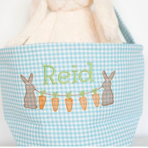 Personalized Easter Basket! Embroidered Gingham Easter Basket, Boys Easter Basket, First Easter Basket, Egg Hunt Bag, Kids Easter Gift