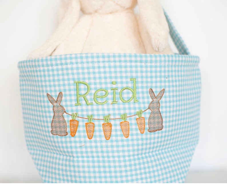 Personalized Easter Basket Monogrammed/embroidered Gingham Etsy
