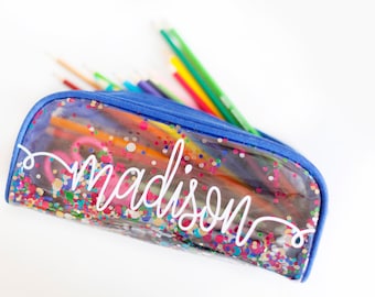 Clearance! Personalized Girls Easter gift- Confetti Pencil Pouch!  Great scrunchie organizer. Personalized pencil case!