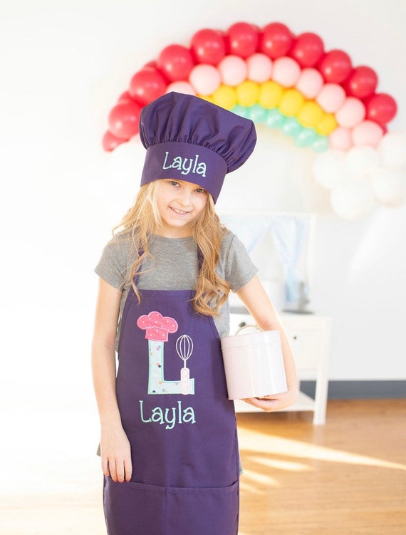Grembiule da cucina per bambini personalizzato, cappello abbinato