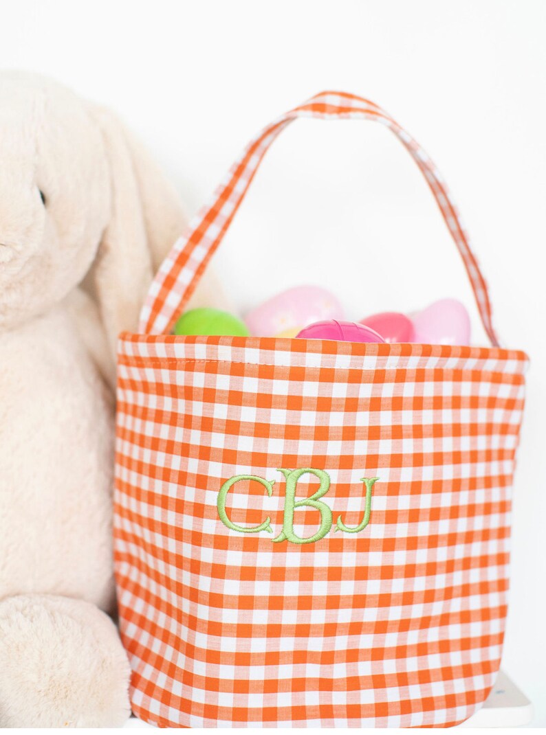 Personalized Easter Basket Monogrammed/embroidered Gingham Etsy