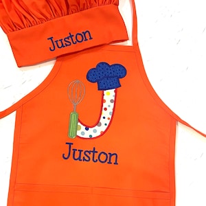 Boys Personalized kids Apron and Chef Hat Set, Apron and chef Hat for Kids, Personalized Kids Gift