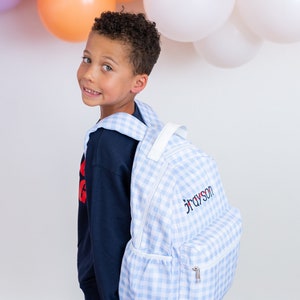 Sac à dos personnalisé Vichy pour enfants, cartable rose à volants pour fille, sac brodé pour la rentrée des classes