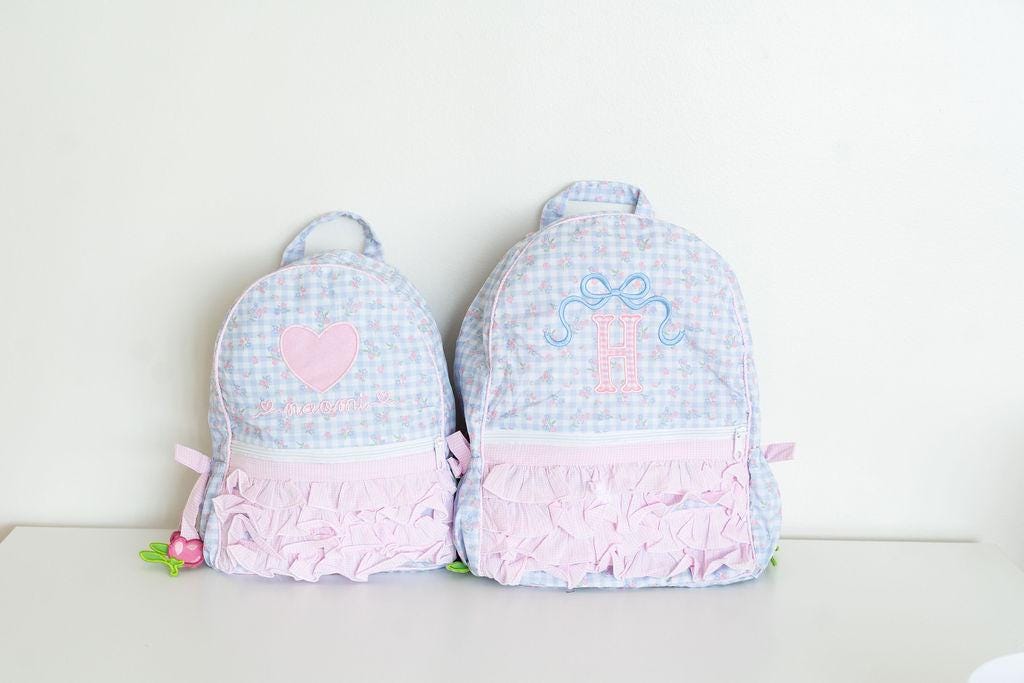 Pink Ruffly Backpack Toddler Girls Ruffle Backpacks With Bag Charms, Personalized Preschool ...
