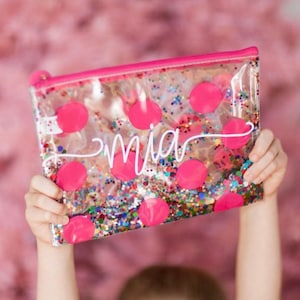 Opruiming! Gepersonaliseerde potloodetui voor meisjes, geweldig cadeau voor terug naar school!  Confetti-potloodetui!  Zo schattig!  Gepersonaliseerde etui