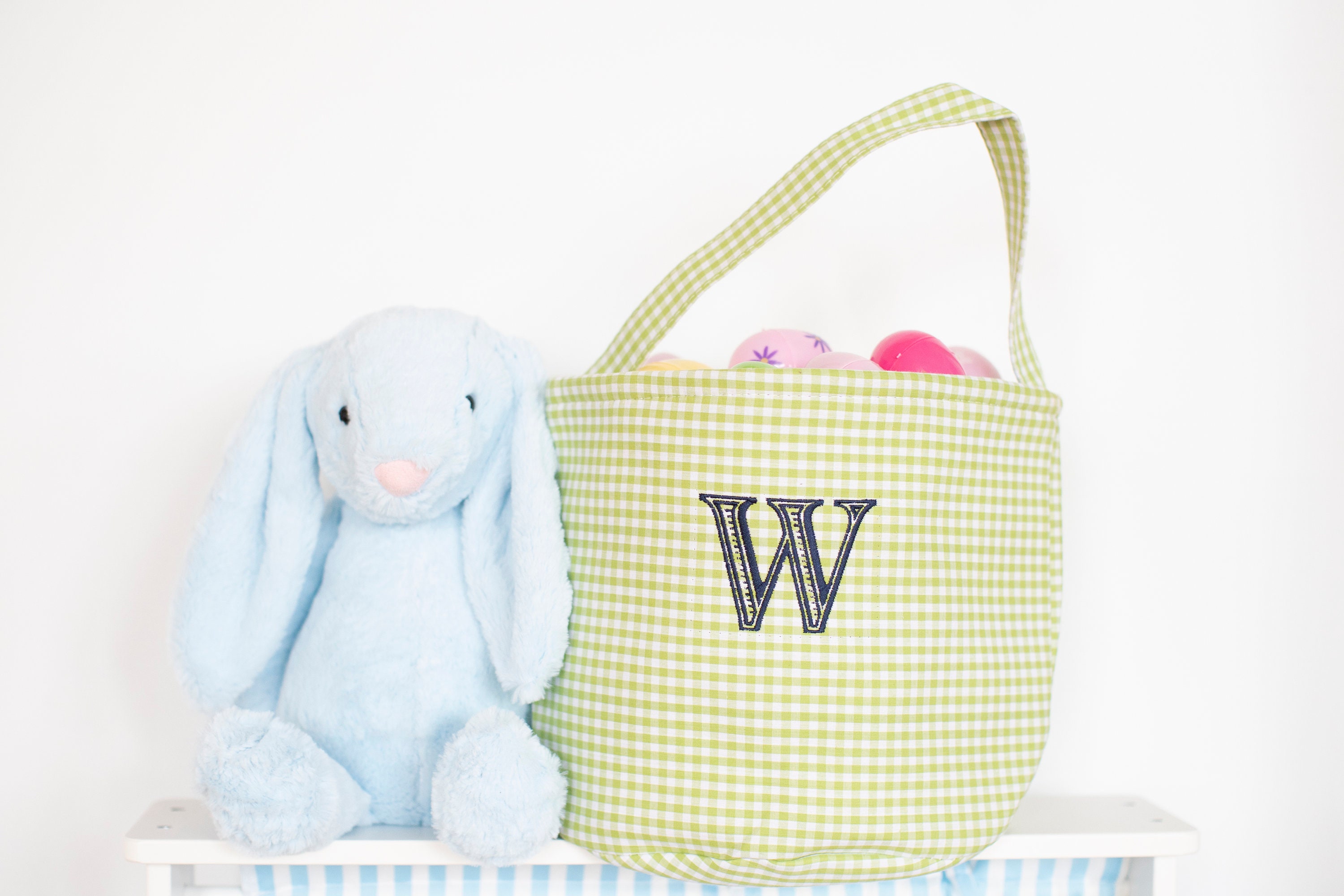 Personalized Easter Basket Embroidered Gingham Easter Basket Etsy