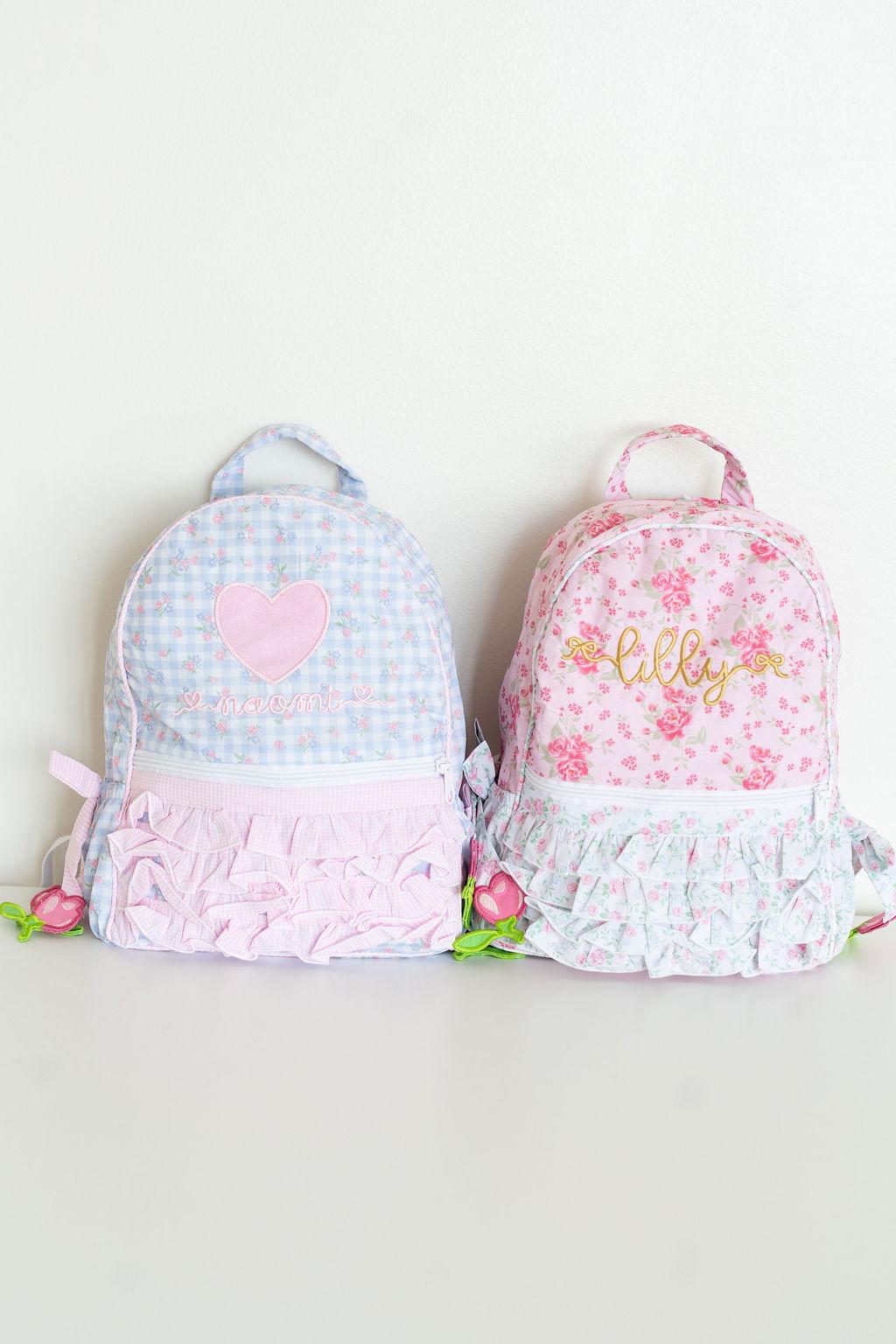 Pink Ruffled Backpack Toddler Girls Ruffle Backpacks With Bag Charms, Personalized Preschool ...