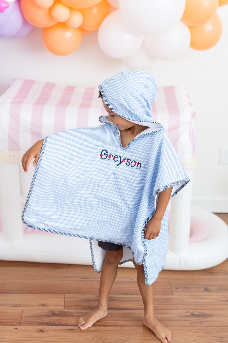 Blue Gingham Hooded Towel main image 0