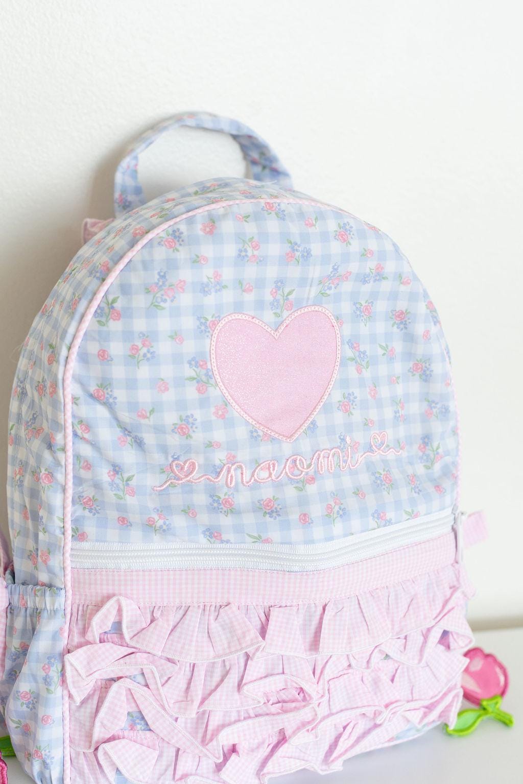 Pink Ruffly Backpack Toddler Girls Ruffle Backpacks With Bag Charms, Personalized Preschool ...