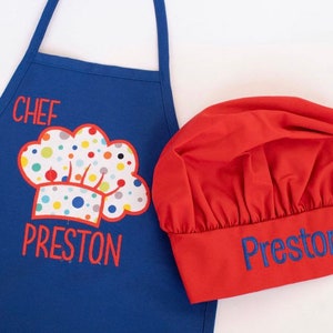 Boys Personalized kids apron, Boys apron & chef hat set, Baking with Kids, Kids Valentine&#39;s Day Gift