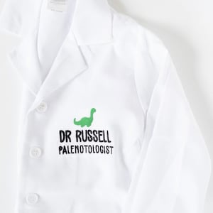 Embroidered Personalized Kids Lab Coat, Kids Doctors Coat, Embroidered White Coat for kids, Kids Paleontologist Coat, Kid scientist coat