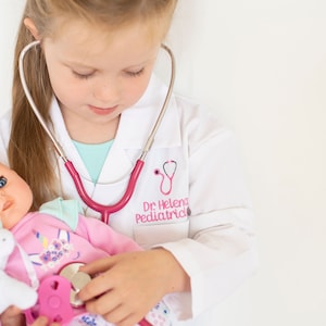 Embroidered Personalized Kids Lab Coat, Kids Doctors Coat, Embroidered White Coat for kids, Kids Halloween Costume, Kids scientist coat