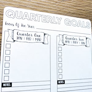Sticker - QUARTERLY GOALS - A5 - Bullet Journal - Digital Design - Matte Sticker