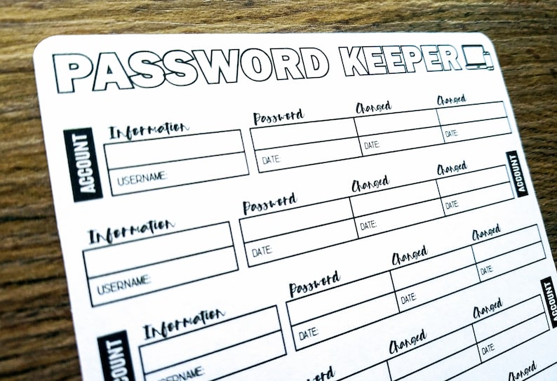 Digital Download PASSWORD KEEPER A5 Bullet Journal Etsy Hong Kong