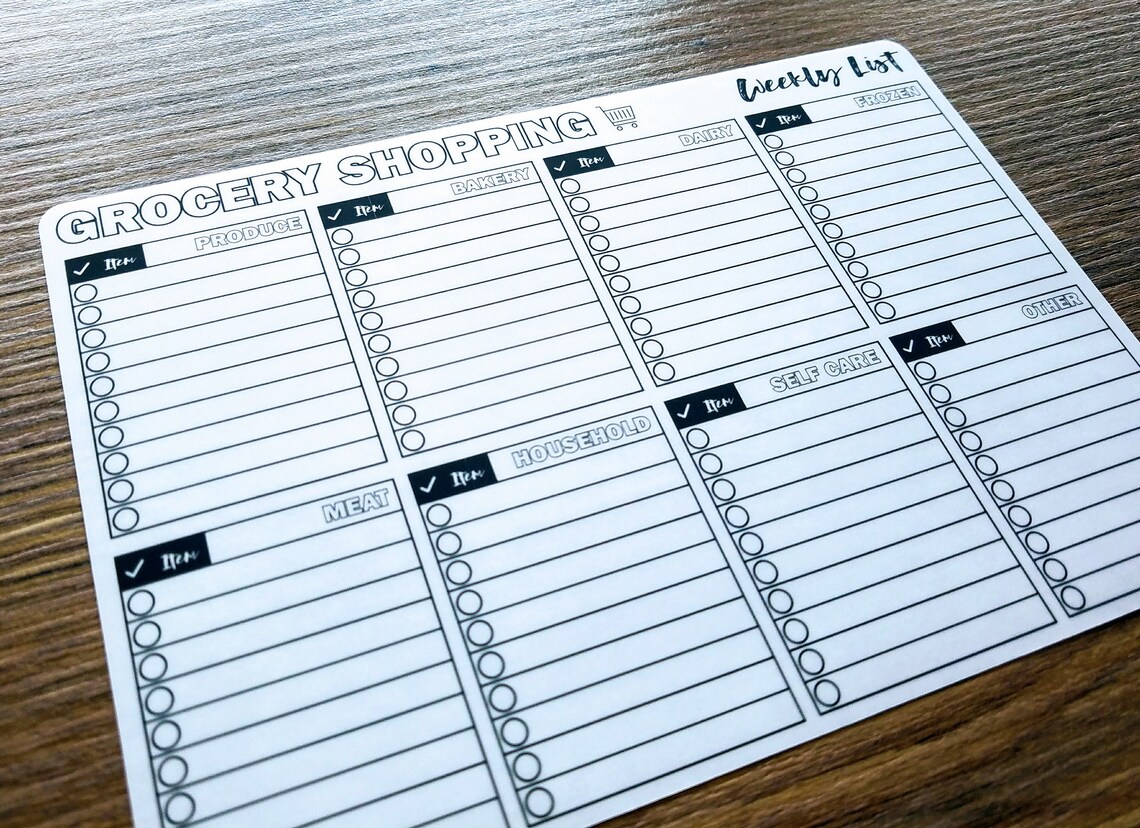 Digital Download GROCERY SHOPPING LIST A5 Bullet Journal | Etsy