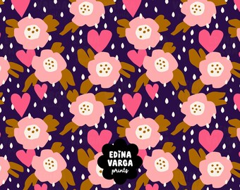 Non-exclusive, Flowers, Seamless Repeat Digital Pattern for Fabric, Digital Prints, Children's Fashion, Fabric Design, bold, pink