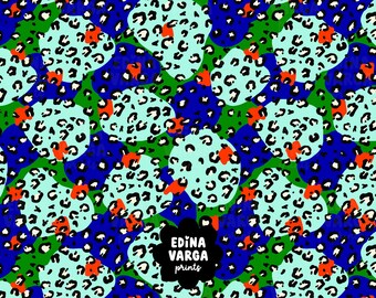 Non-exclusive, retro, Animal Print, Seamless Repeat Digital Pattern for Fabric, Digital Prints, Children's Fashion, Fabric Design, bold
