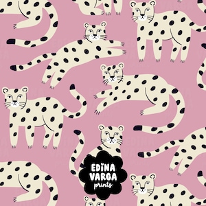 Non-exklusiv Leopard nahtloses Muster | Rapport | digitaler Textildruck | Leo Stoffmuster für Kinder | pink und weiß