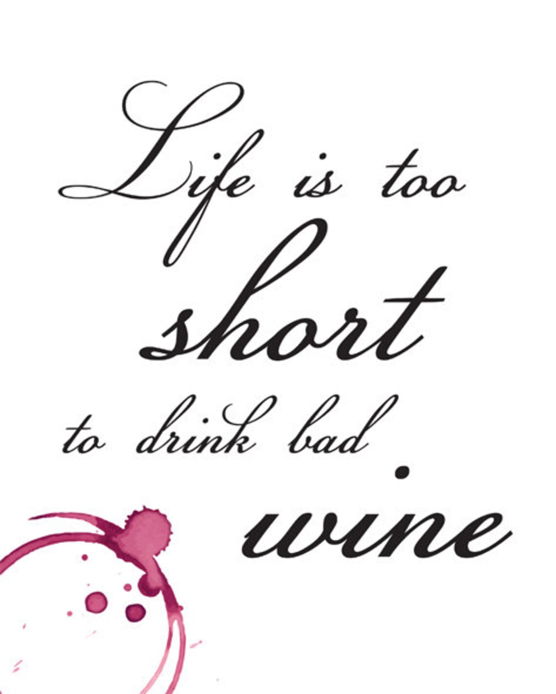 Wine Print Wall Art Kitchen Poster. Printable Home Decor or Etsy