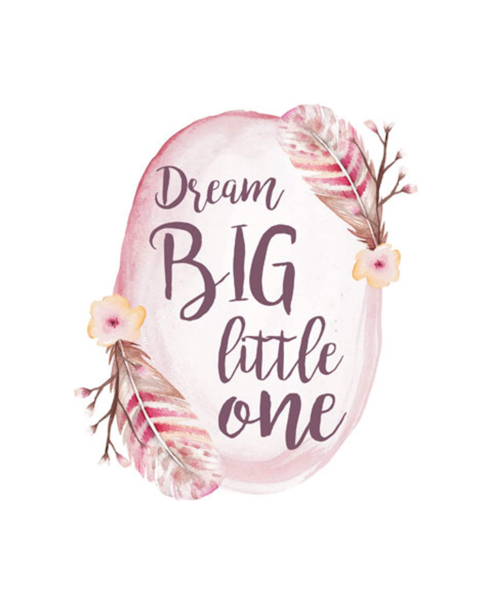 Baby Girl Nursery Wall Art Decor, Boho Watercolor Home Print dream Big