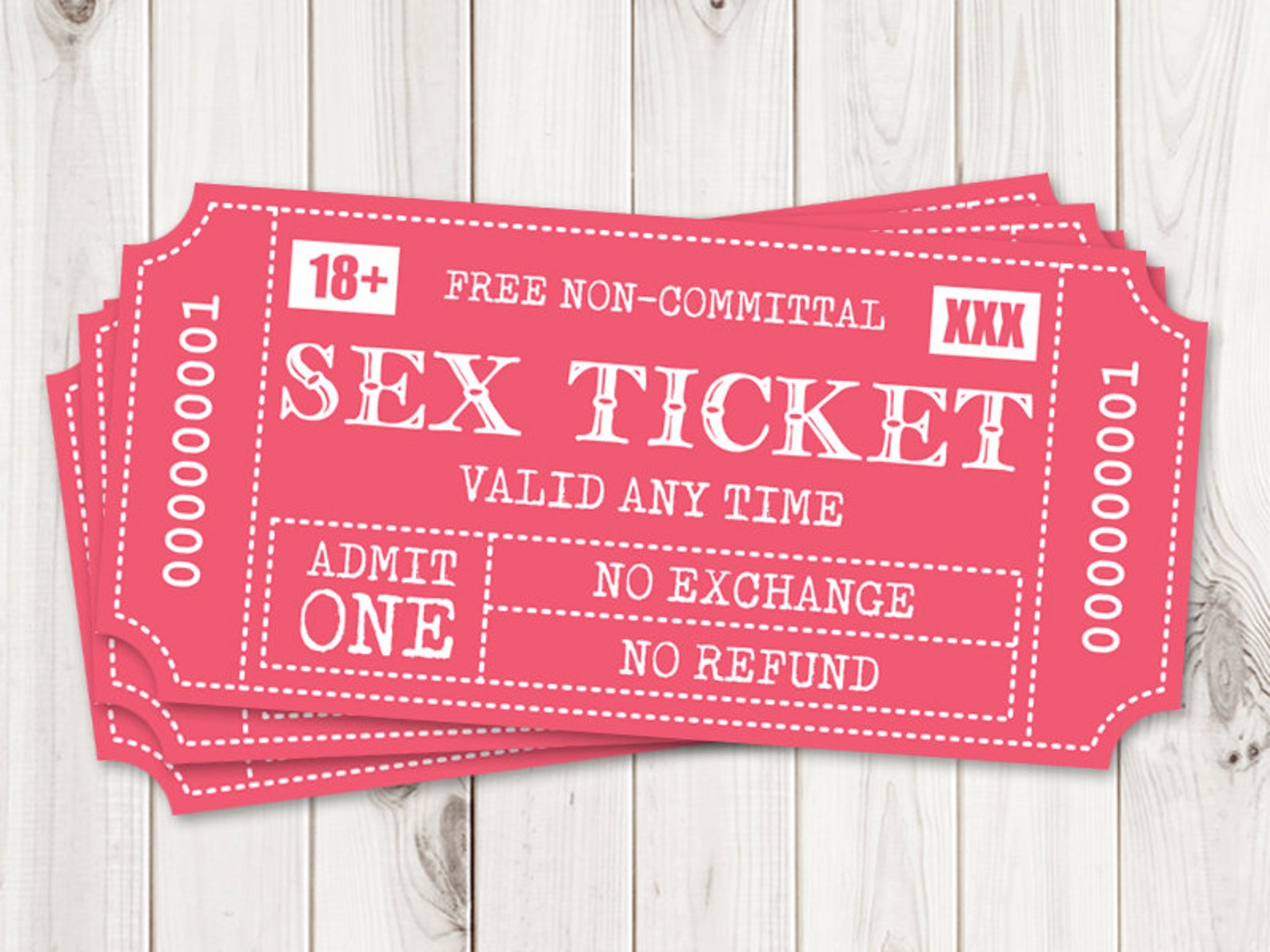 Sexy Valentines Gift for Him or Her, Naughty Printable Sex Tickets Cards. 