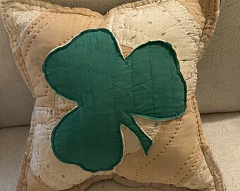 Handmade Shamrock Antique Quilt Pillow