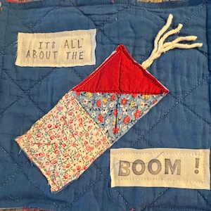 Handmade Fireworks Pillow, Fourth of July Pillow, Red, White, and Blue Pillow, Stars Quilt Pillow, Primitive Stars