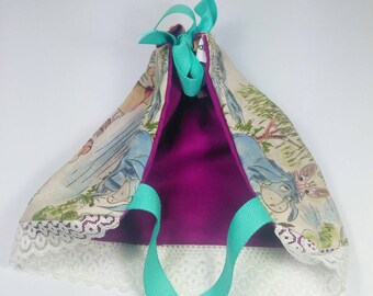 Winnie The Poo Baby Sunbonnet Lace Trim, Baby Bonnet Winnie The Poo Teal Ribbon