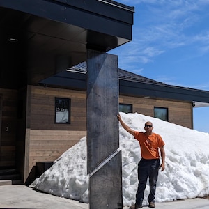 Custom architectural addition for any home using metal sculpture. Modern outdoor decor.