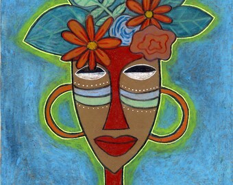 Flower Crown | Whimsical Art Print | Vibrant Portrait with Bold Floral Accents