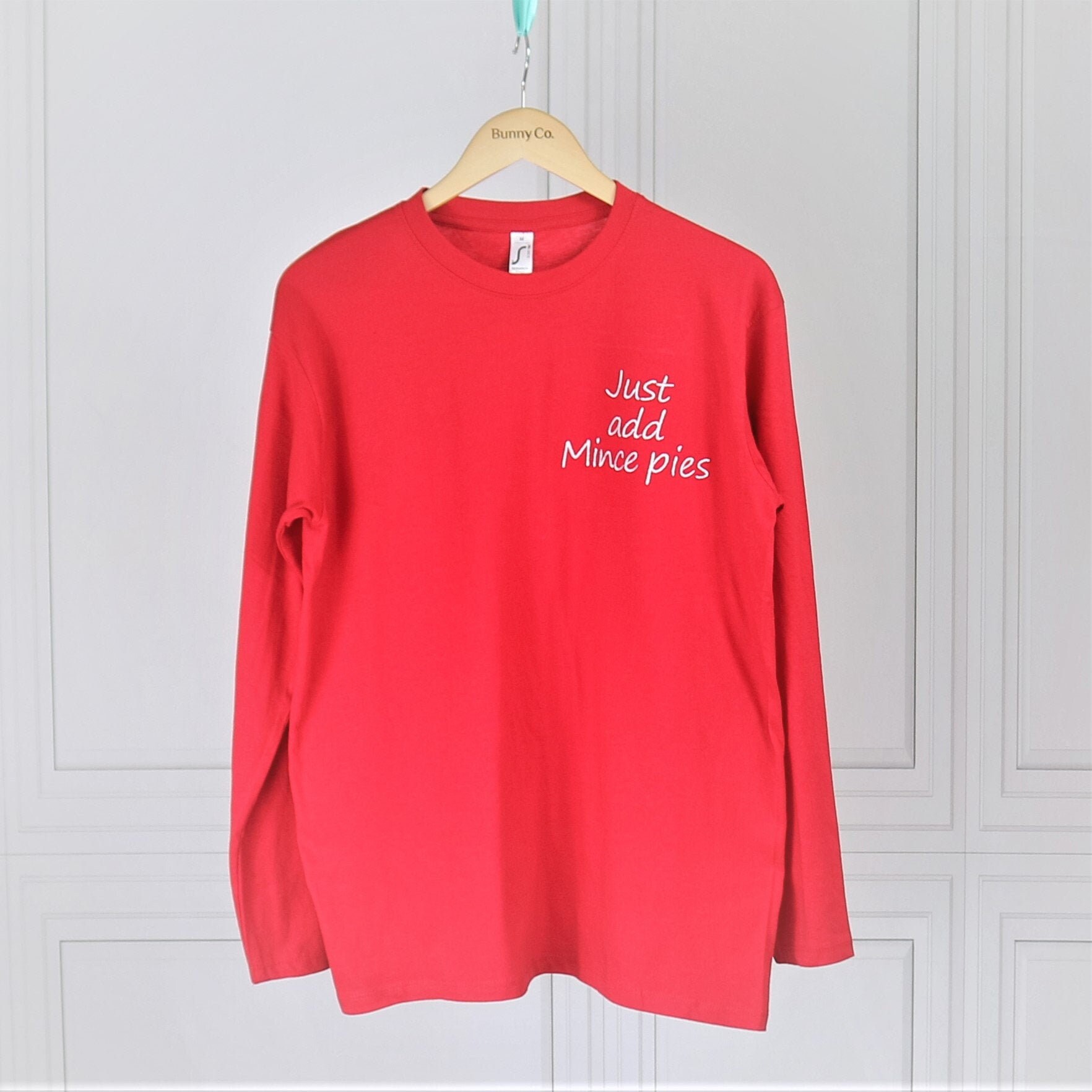 Image of Just Add Mince Pies, Mens Top, Christmas Log Sleeve T-Shirt, Jumper