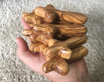 Lot of 9 olive wood crosses. Holding crosses. Comfort crosses. Palm crosses. Pocket crosses. Size 3.65 inch or 9.3 cm.