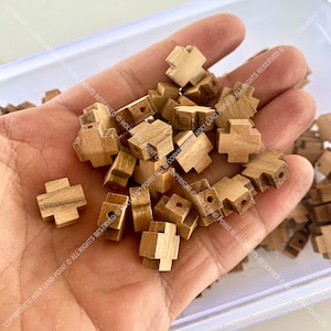 Olive wood cross beads, Small olive wood crosses with vertical hole, Bethlehem crosses, Natural wood crosses, Olive wood beads