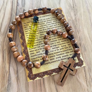 Anglicaanse rozenkrans, gebedskralen, rozenkrans van olijfhout, rozenkrans gebedskralen, houten rozenkrans, houten rozenkrans met zalfolie cadeau