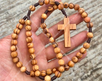 Natural wood rosary, Catholic rosary, Olive wood rosary, Prayer beads rosary, Holy Land rosary, Bethlehem rosary