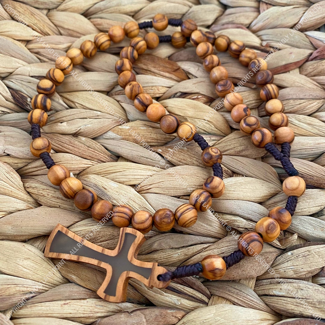 Natural Olive Wood Catholic Rosary Olive Wood Prayer Beads Etsy