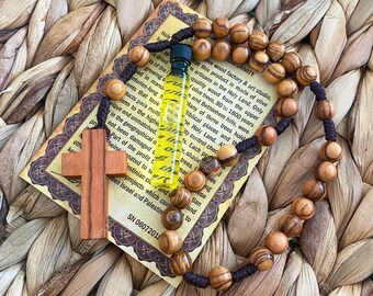 Prayer beads, Anglican rosary, Olive wood rosary, Bethlehem rosary, Holy Land rosary with Nard anointing oil sample