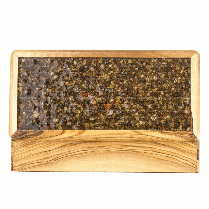 Olive Wood Box with Natural Jerusalem Stones City of David Period of King David 1000 BCE