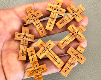 Olive wood crosses, Bethlehem crosses, Natural olive wood crosses with crucifix engraving, Wooden crosses, Holy Land crosses