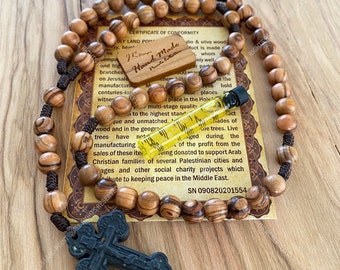Holy Land Rosary, Catholic rosary, Prayer beads, Five decades rosary, Wooden rosary, Natural wood rosary, Anointing oil for gift
