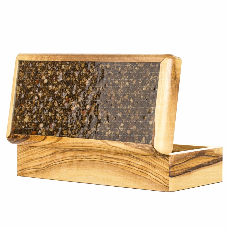 Olive Wood Box with Natural Jerusalem Stones City of David Period of King David 1000 BCE