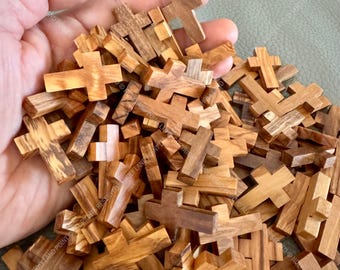 Handcrafted olive wood crosses, Holy Land crosses, Blessed olive wood crosses, Bethlehem crosses, Natural wood crosses of 30 mm